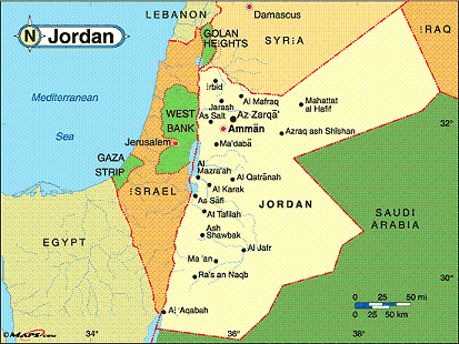 where is amman jordan located on the map